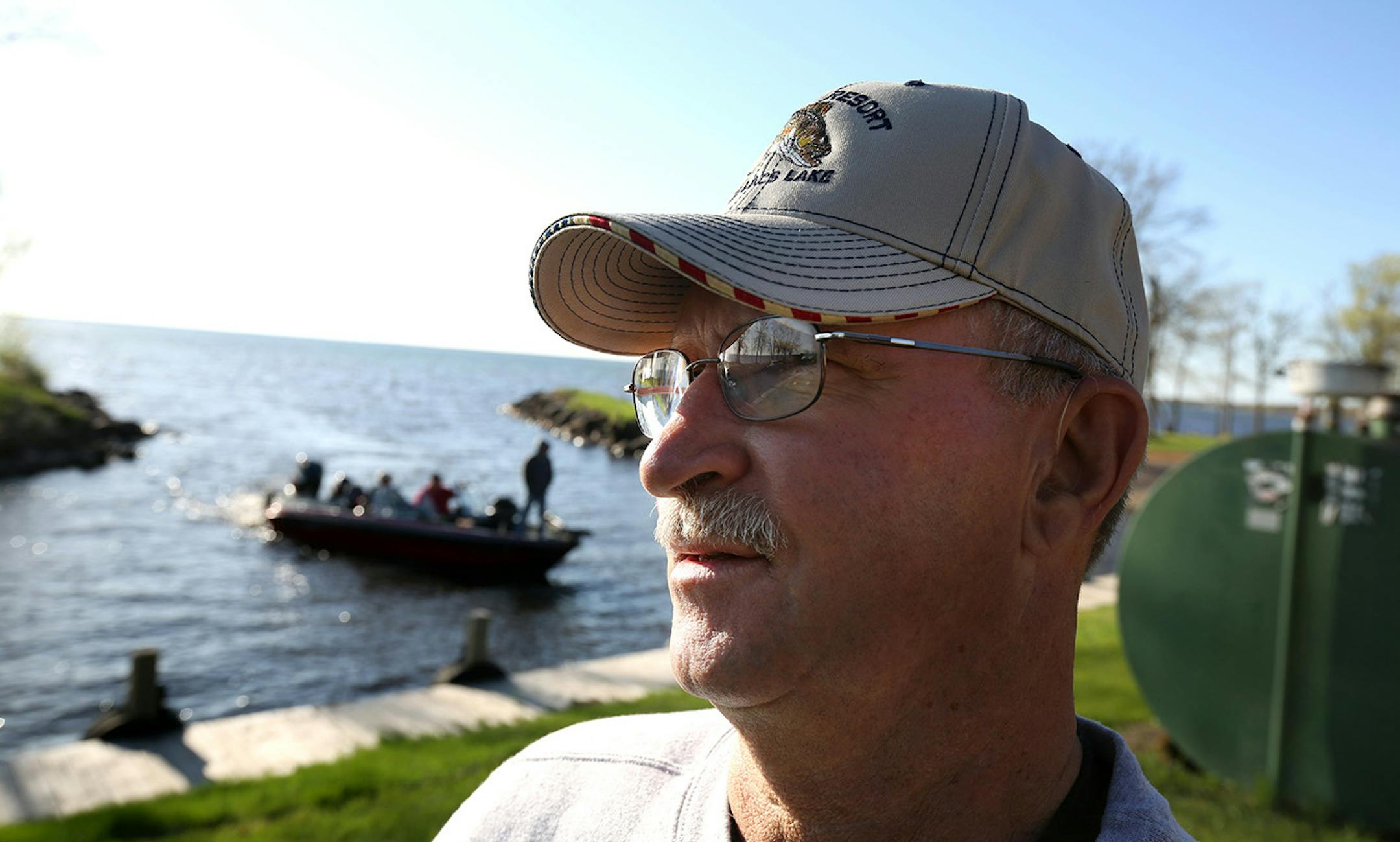 Greg Fisher watched boats go through the harbor as he prepares for the Minnesota fishing opener Friday May 8, 2015 Malmo, MN. Fisher's family has owned this resort since 1959 on Lake Mille Lacs, and for the first time in the history of the lake anglers are allowed a one-fish bag limit. ORG XMIT: MIN1505082309150046