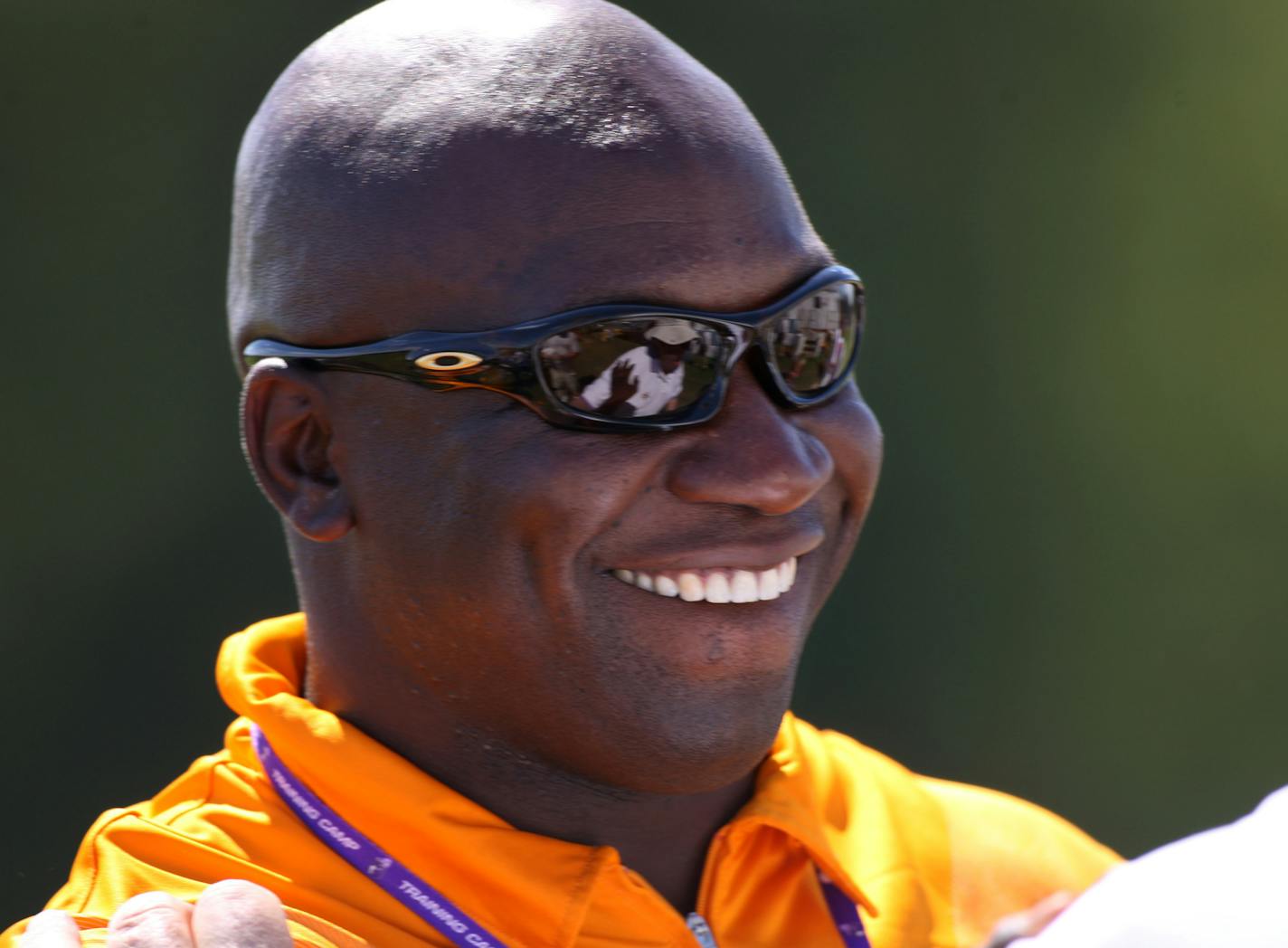 JEFF WHEELER &#x201a;&#xc4;&#xa2; jwheeler@startribune.com MANKATO - 8/5/08 - The Minnesota Vikings training camp continued Tuesday afternoon at Minnesota State University Mankato. IN THIS PHOTO: ] Former Viking John Randle was on the sidelines for Tuesday afternoon's practice. It was announced that he will be the latest inductee into the Vikings' Ring of Honor. ORG XMIT: MIN2013062114243271