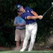 Kevin Streelman hits from the rough on the seventh hole during the first round of the Valspar Championship golf tournament Thursday at Innisbrook in P