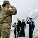 President Joe Biden and first lady Jill Biden arrive at Dover Air Force Base in Delaware on Friday to witness the transfer of the remains of three U.S