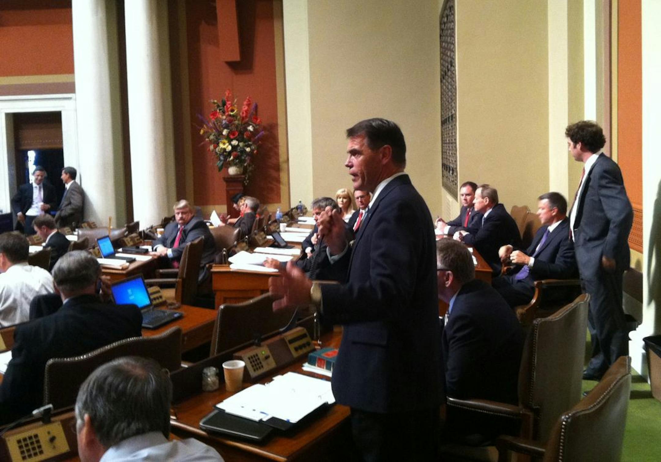 Rep. Mark Buesgens argued to slow down process of passing bill during a special session of the Minnesota Legislature on flood relief.