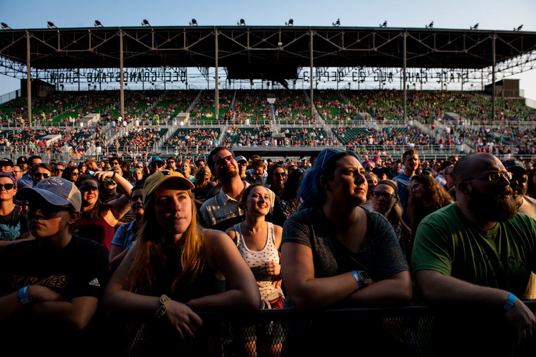 Fans at a grandstand concert in 2018.