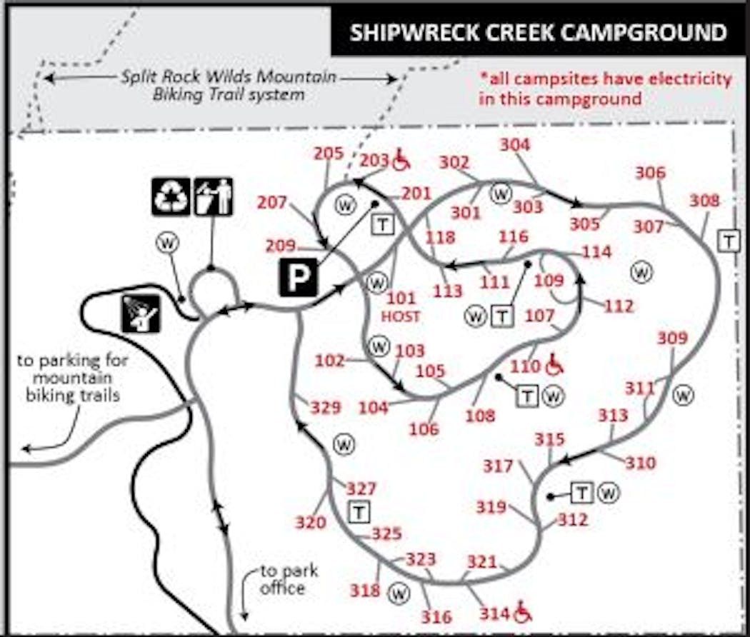Shipwreck Creek campground map