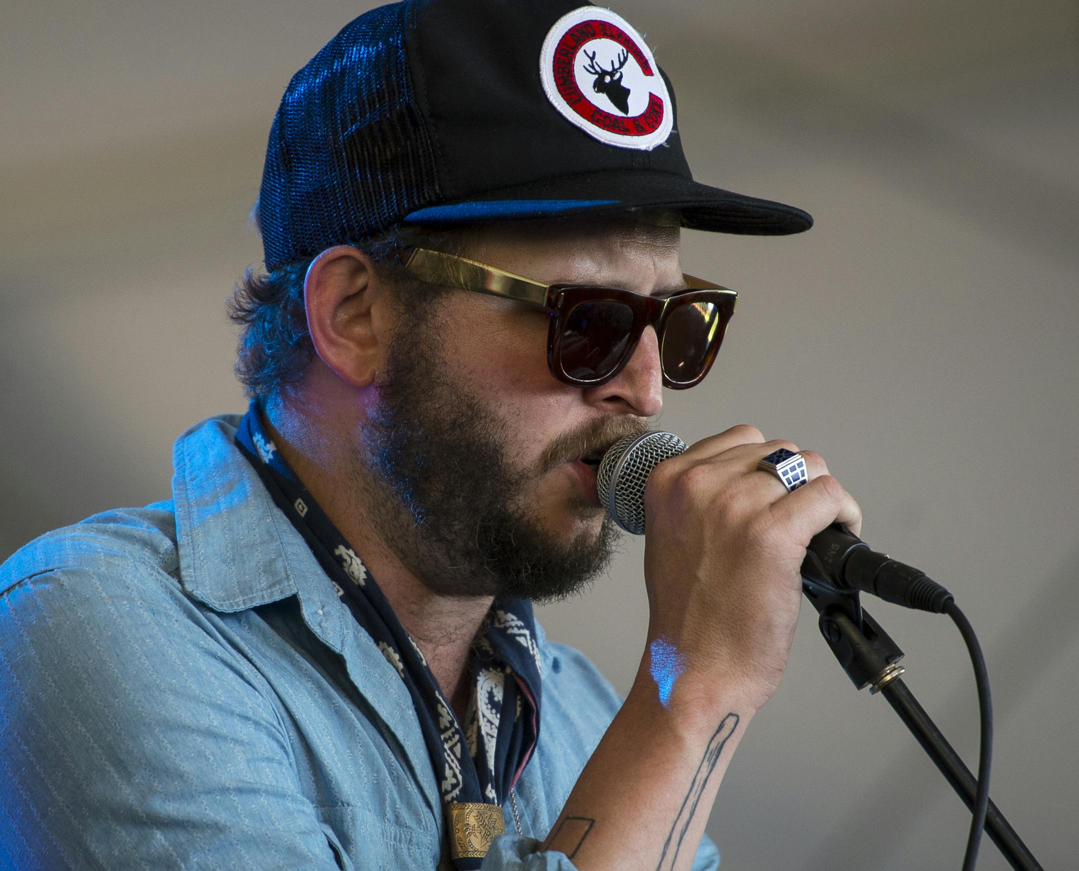 Justin Vernon, founder of the Eaux Claires music festival, made a guest performance alongside Aero Flynn Saturday. ] Aaron Lavinsky • aaron.lavinsky@startribune.com The Eaux Claires Music & Art Festival was photographed Saturday, July 18, 2015 in Eau Claire, WI.