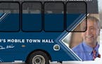 St. Cloud Mayor Dave Kleis unveiled a new "mobile town hall" bus he will take throughout the city to bring his weekly town hall meetings on the road. 