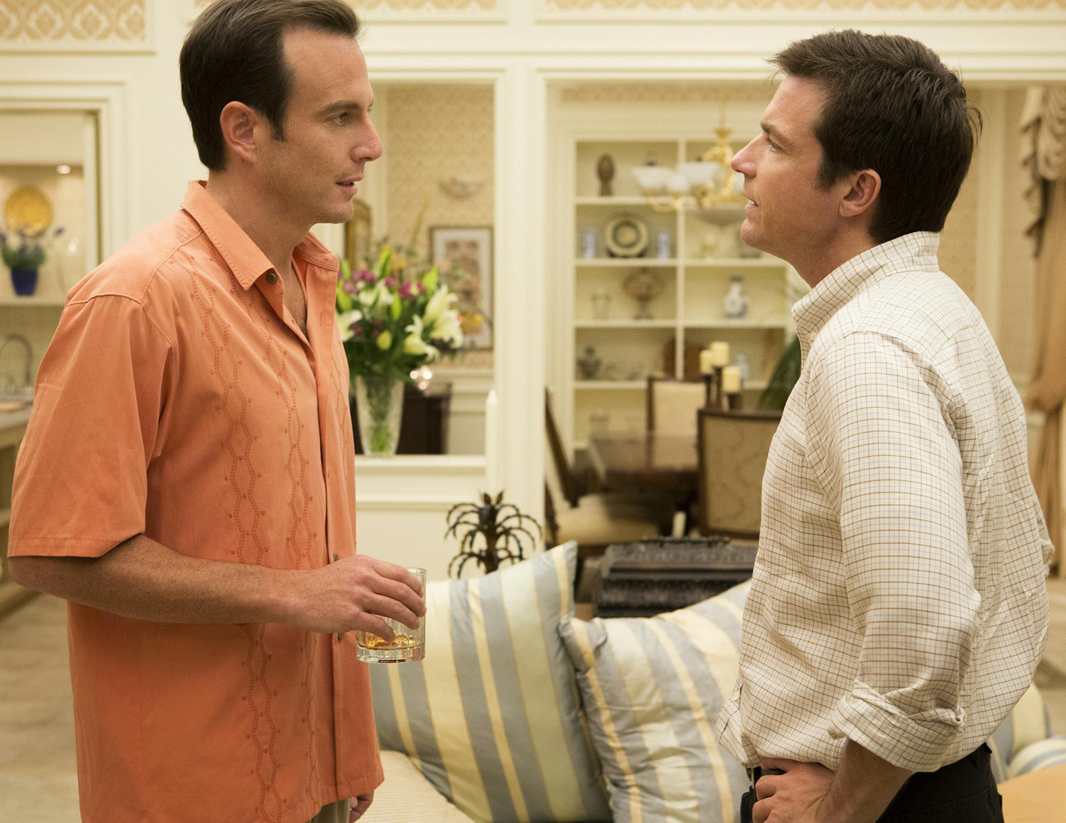 This undated publicity photo released by Netflix shows Will Arnett, left, and Jason Bateman in a scene from "Arrested Development." If Netflix's "House of Cards" and "Arrested Development" become the first online shows to reap Emmy nominations Thursday, July 18, it will be a watershed moment for programs that don't need television sets to make a splash. (AP Photo/Netflix, Michael Yarish) ORG XMIT: MIN2013071714185662
