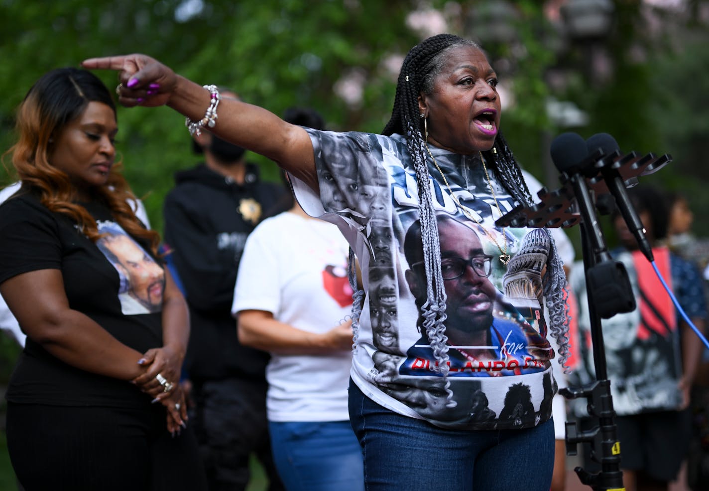 "If they're doing it on this side of the river, they're doing it on the other side of the river too," said Valerie Castile, whose son, Philando Castile, was shot and killed by a St. Anthony Police officer during a 2016 traffic stop. Castile was speaking at a rally outside the Hennepin County Government Center Friday, June 16, 2023, in Minneapolis, Minn. The US Department of Justice released the findings in its sweeping investigation into the Minneapolis Police Department finding it routinely engaged in a pattern of racist and abusive behavior. ] AARON LAVINSKY • aaron.lavinsky@startribune.com