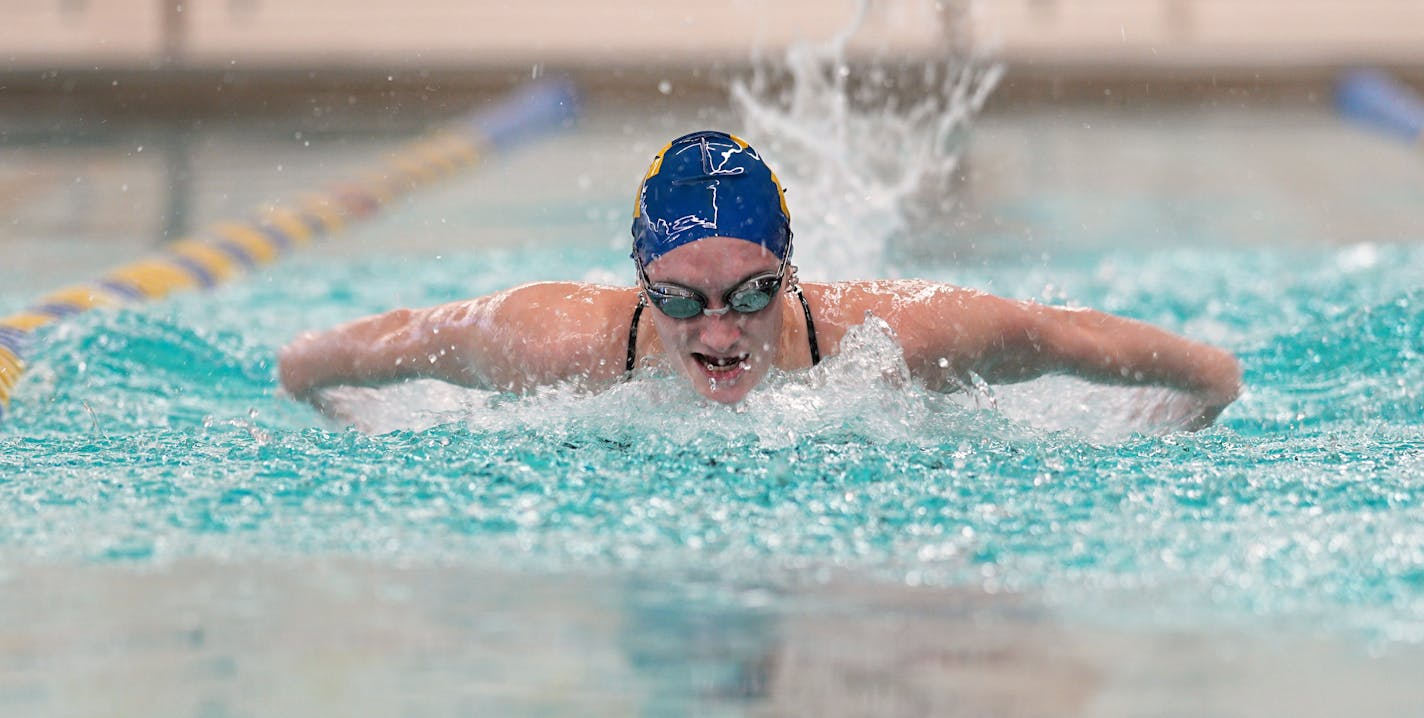 Wayzata swimmer Claire Reinke, who will attempt to win her second swimming state championship on Nov. 18, is the rare Minnesota swimmer who plans to swim for the Gophers in college. Tuesday, Nov. 15, 2022 Plymouth, Minn. "preview the state swim meet ] Brian Peterson • brian.peterson@startribune.com