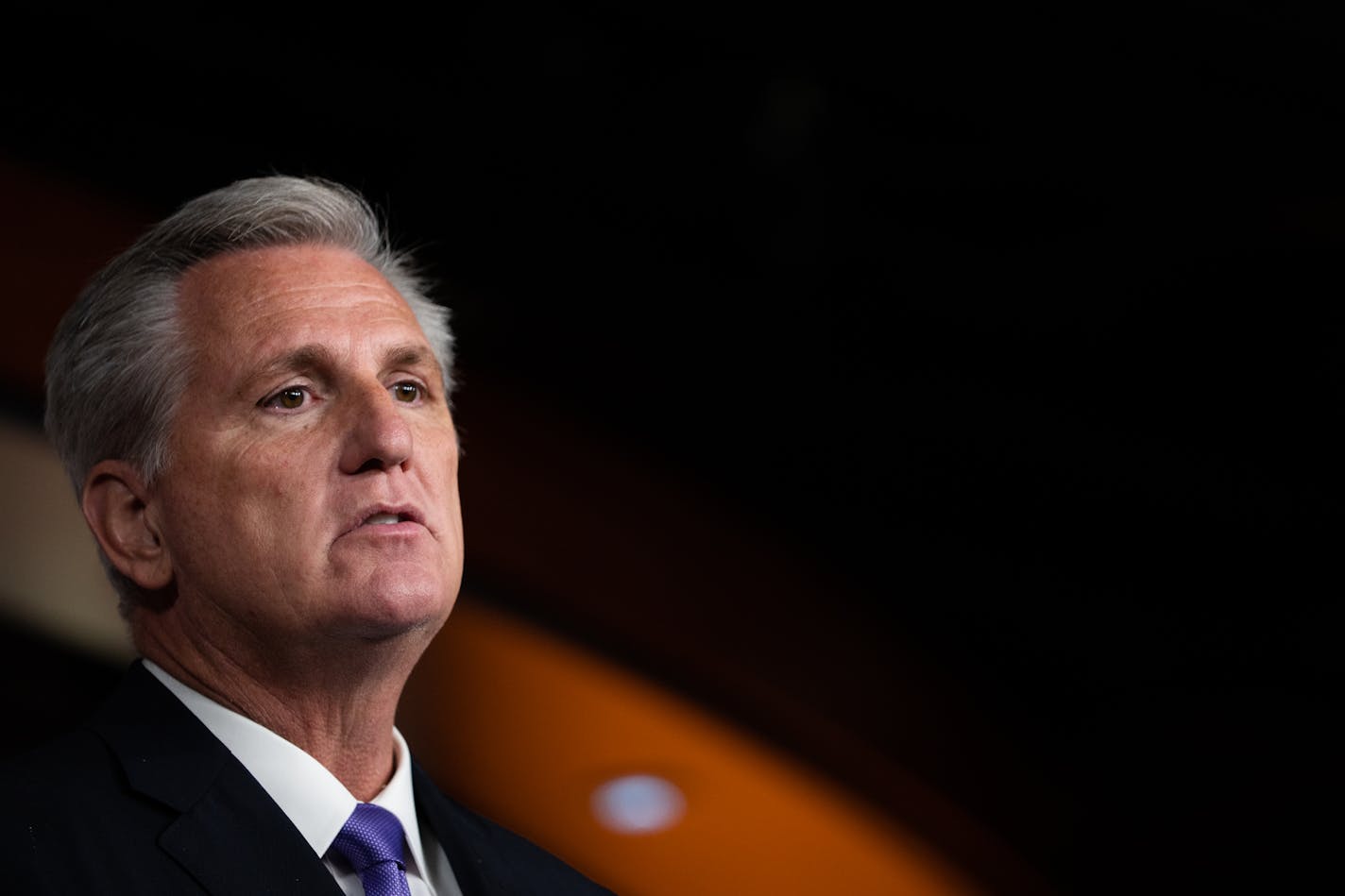 FILE Ñ Kevin McCarthy (R-Calif.), the House minority leader, holds a news conference on Capitol Hill in Washington, August 24, 2021. McCarthy has threatened to retaliate against any technology companies that comply with a congressional panel investigating the Jan. 6 riot and the role some Republican lawmakers played in inciting it. (Sarahbeth Maney/The New York Times)