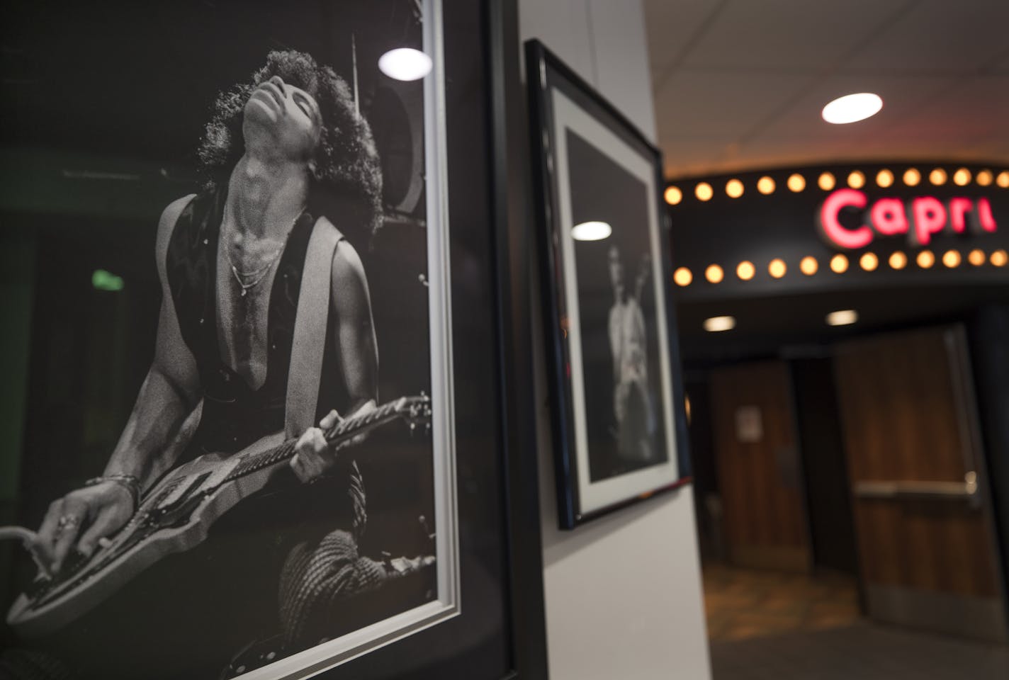 Photos of Prince hangs in the Capri Theater Thursday January 26, 2017 in Minneapolis, MN. The photos were taken by Greg Helgeson at theTheater in 1979.] JERRY HOLT &#xef; jerry.holt@startribune.com