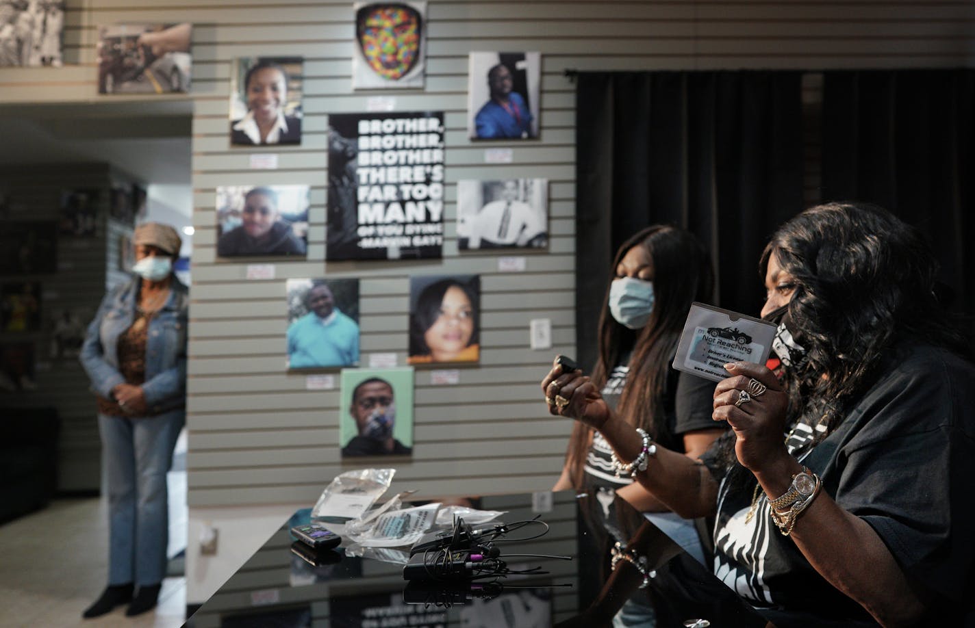 Valerie Castile, right, is teaming up with St. Paul community activist Miki Lewis-Frost to lobby for funding allowing the wide distribution of "Not Reaching" pouches to Minnesota teens who graduate from driver's education.