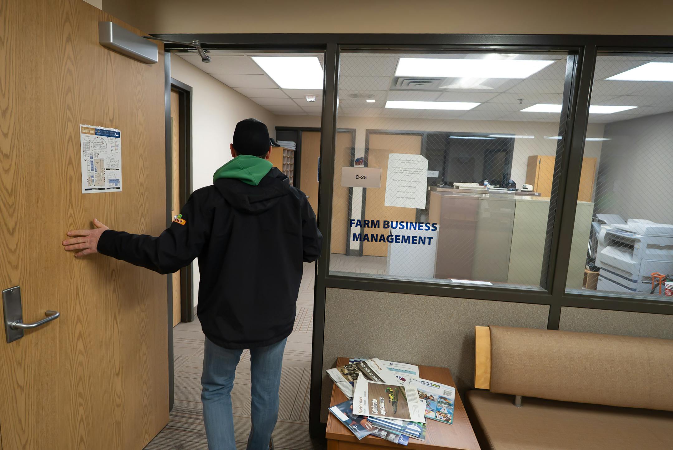 Ben Johnson entered South Central College in Faribault, where he met with farm business management expert Jeff Schultz, to go over Ben’s end of the year farm operating numbers.