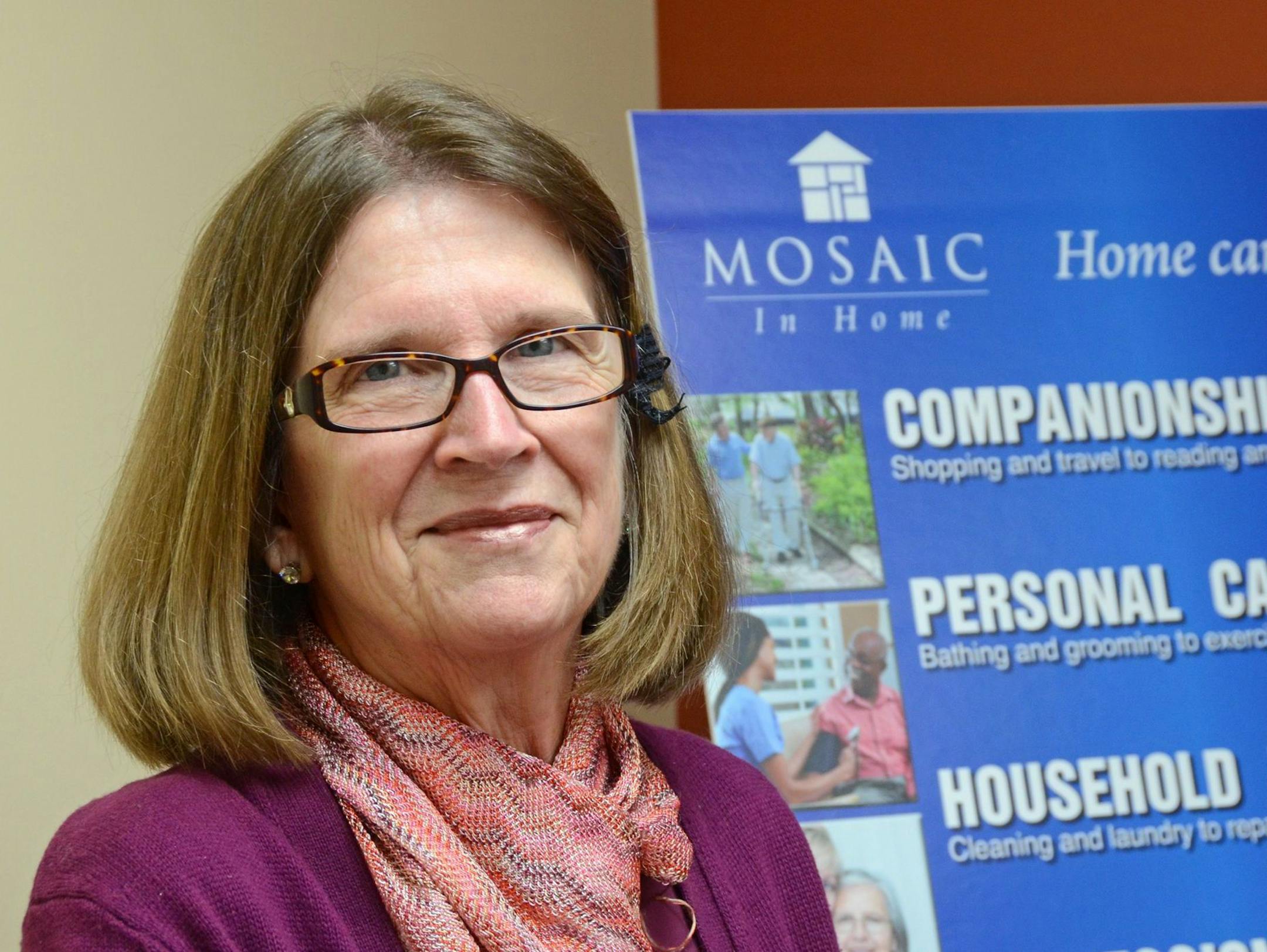 Beth Lambert of Apple Valley came out of retirement to start Mosaic In Home, a home care business, with her son. ] Joey McLeister,Special to the Star Tribune,Apple Valley,MN January20,2015