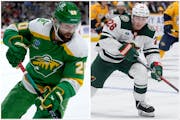 Wild forwards Pat Maroon, left, and Connor Dewar were coveted by other teams at the NHL trade deadline Friday afternoon.