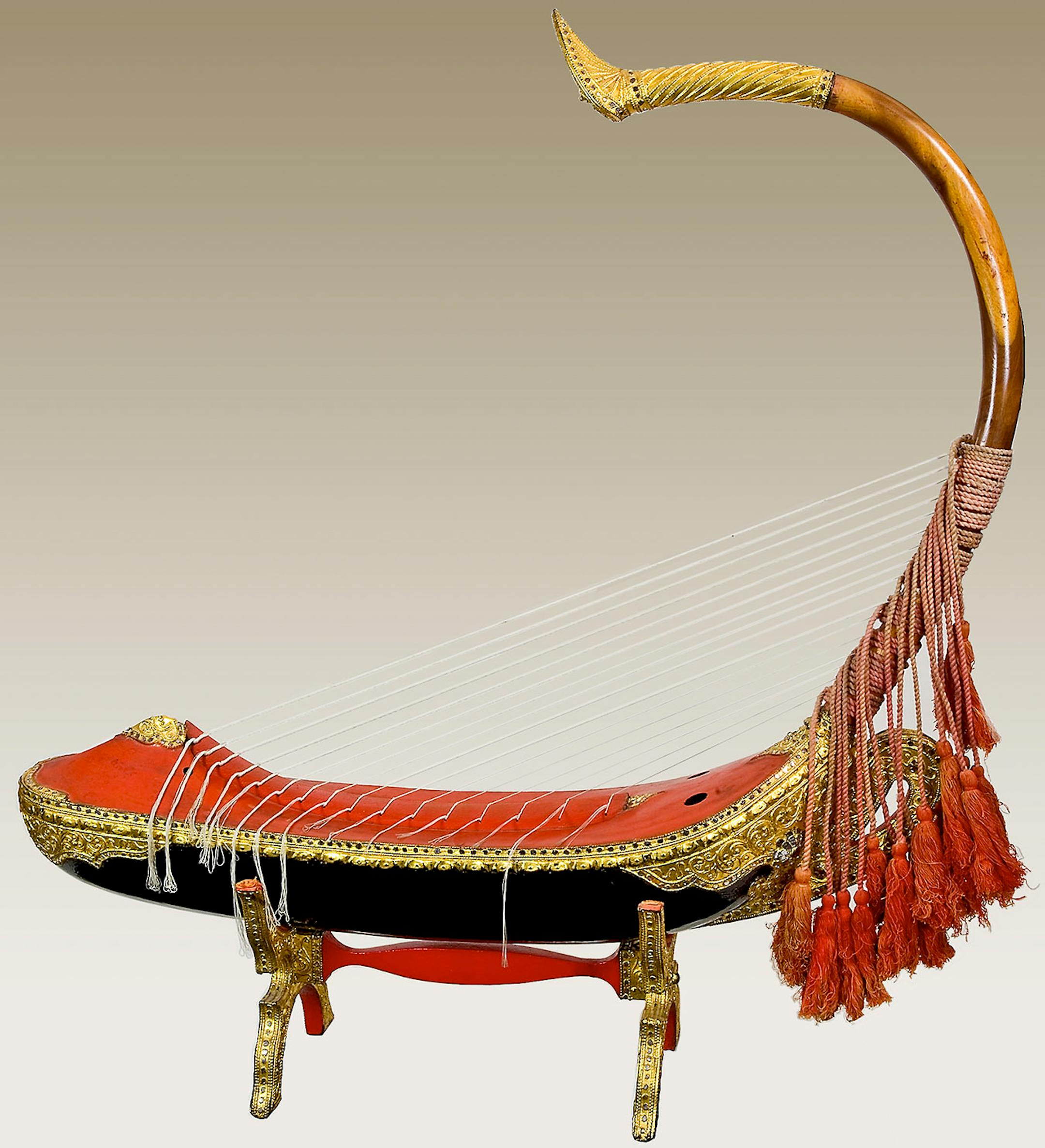 A saung-gauk (arched harp) from Burma (Myanmar).