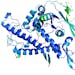 An image shows a computer model of folded protein targets.