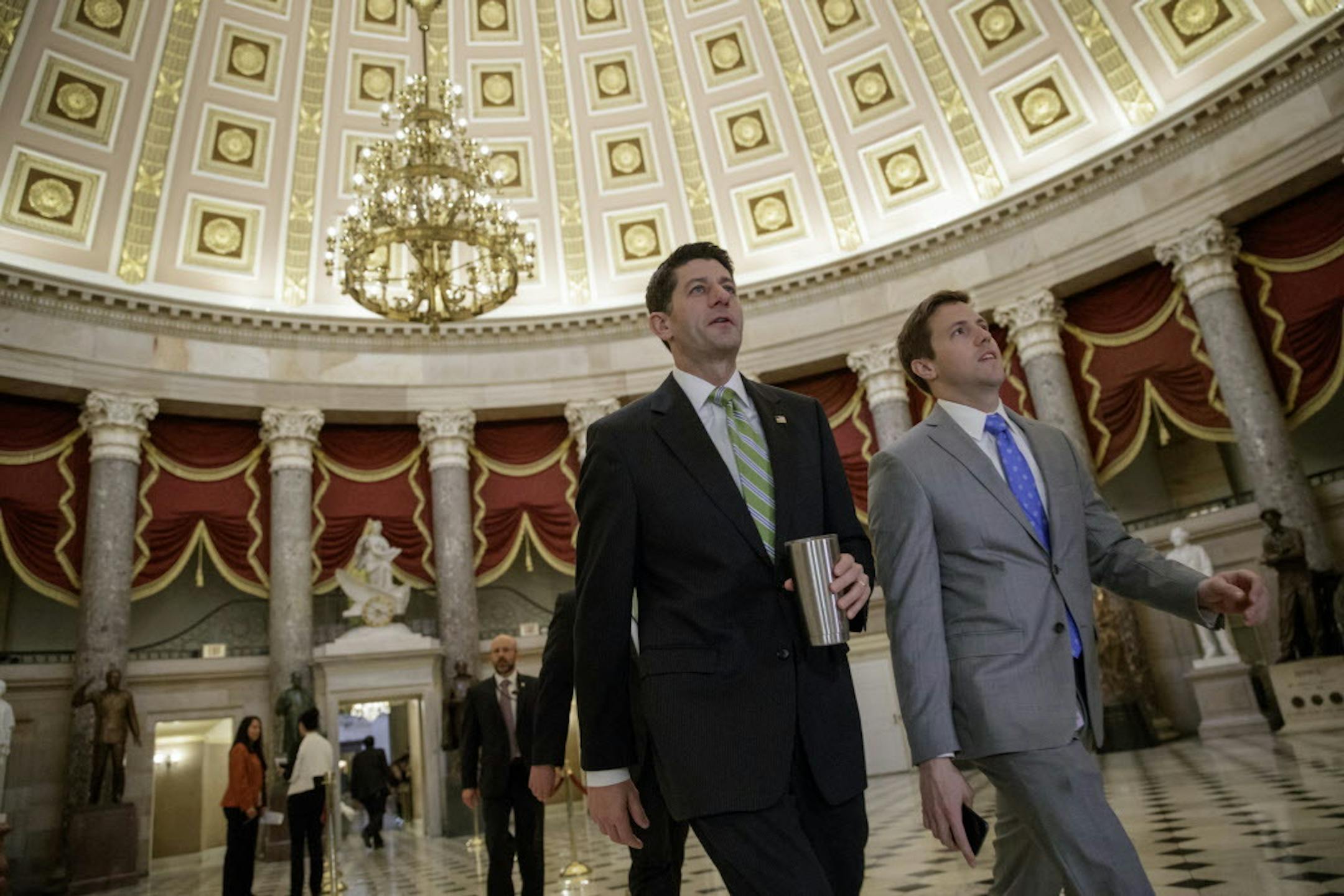 House Speaker Paul Ryan of Wis. arrives on Capitol Hill in Washington, Friday, March 24, 2017, as a showdown is set for a vote on the Republican health care overhaul after President Donald Trump made clear he is finished negotiating with GOP holdouts. (AP Photo/J. Scott Applewhite)