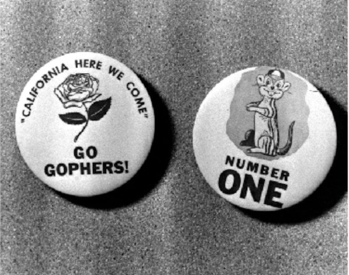 Fifty-nine years ago, this button helped get Gophers fans excited for what would be the first of the school's two Rose Bowls.