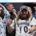 Timberwolves fans celebrated during Game 2 against Phoenix. Tickets for second-round games at Target Center go on sale Wednesday morning.