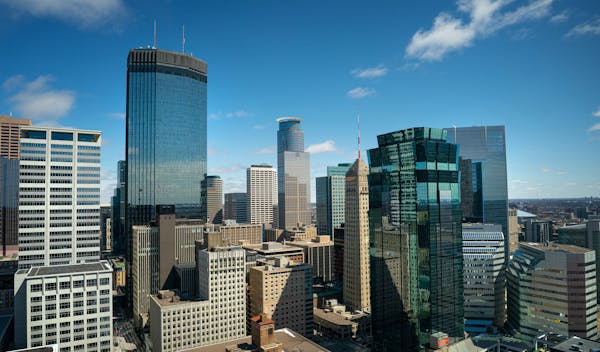 The Minneapolis skyline, pictured in April 2022.