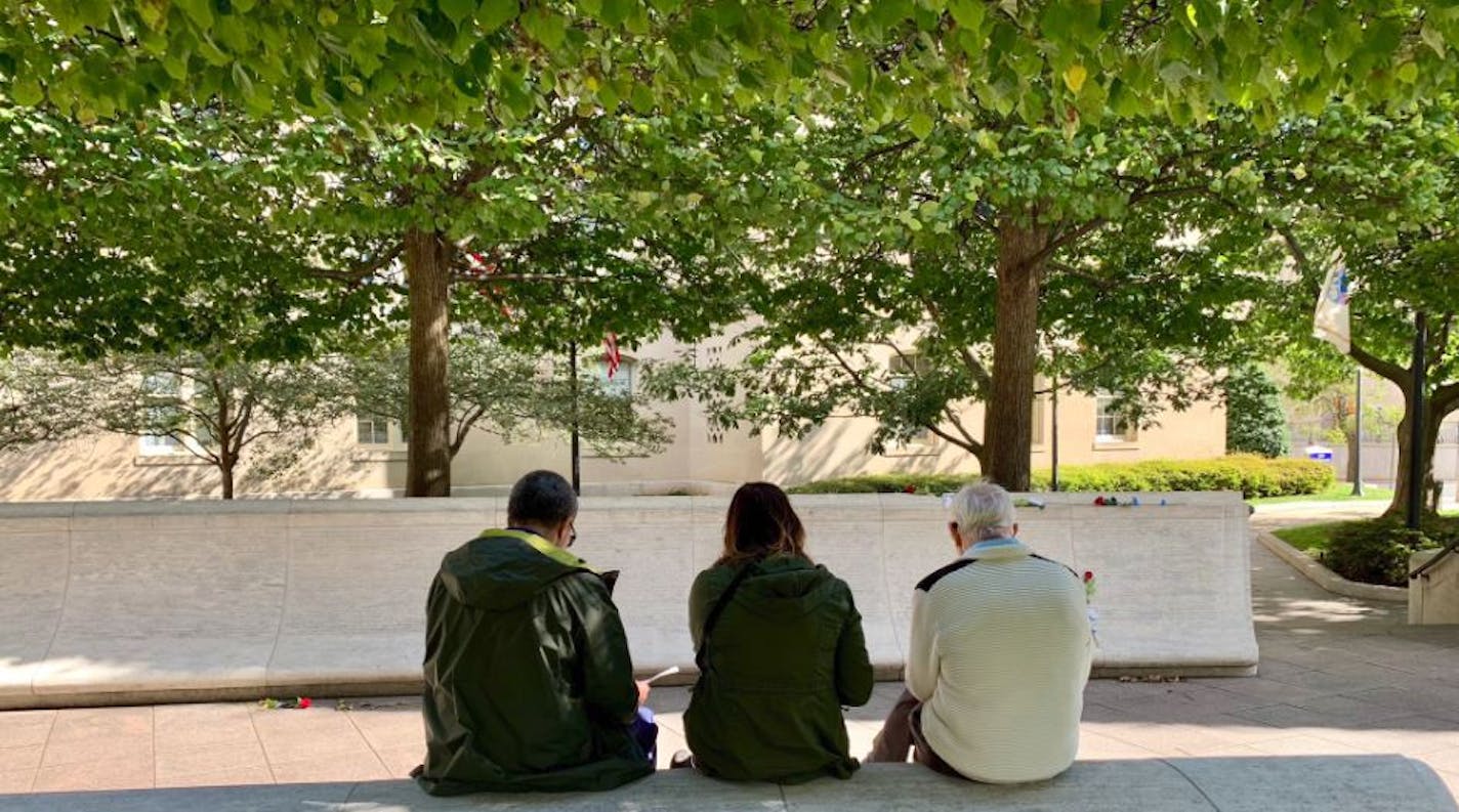 A group of about 17 police officers, civilian employees and community members recently spent several days in Washington D.C. on the third annual trip visiting sites and then discussing issues of race and policing, among other topics. Among the stops was the National Law Enforcement Officers Memorial. (Courtesy St. Paul Police Department.)