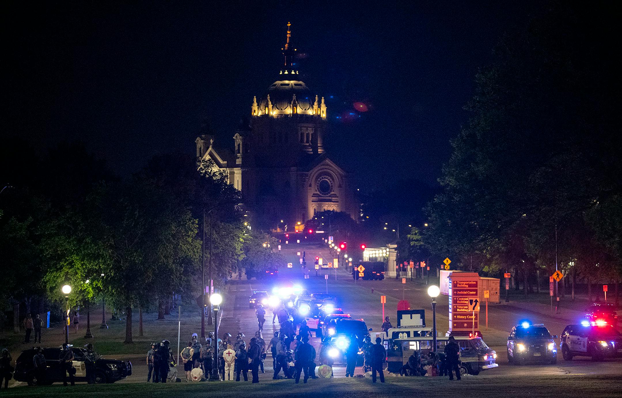 Arrests were made after curfew at the Minnesota State Capitol in St. Paul on Monday night.
