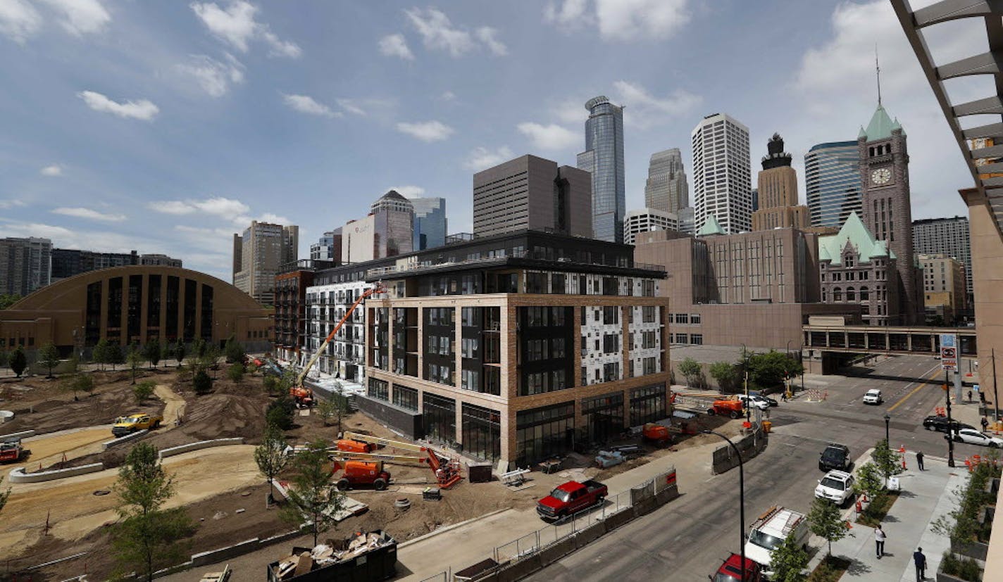 The second phase of the Edition apartments near the Downtown East Commons, seen under construction in June, opened in mid-July and 133 of the 195 units are already leased.