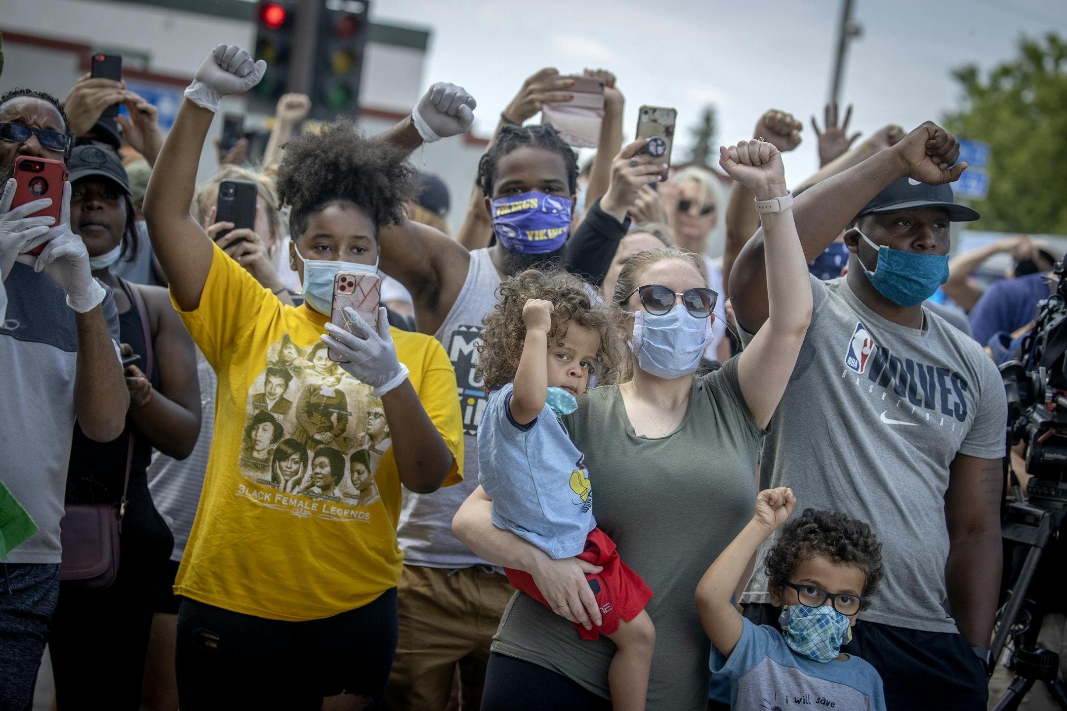 People listened and supported Terrence Floyd, the brother of George Floyd, as he arrived to the scene where he was killed, Monday, June 1, 2020 in Minneapolis, MN.