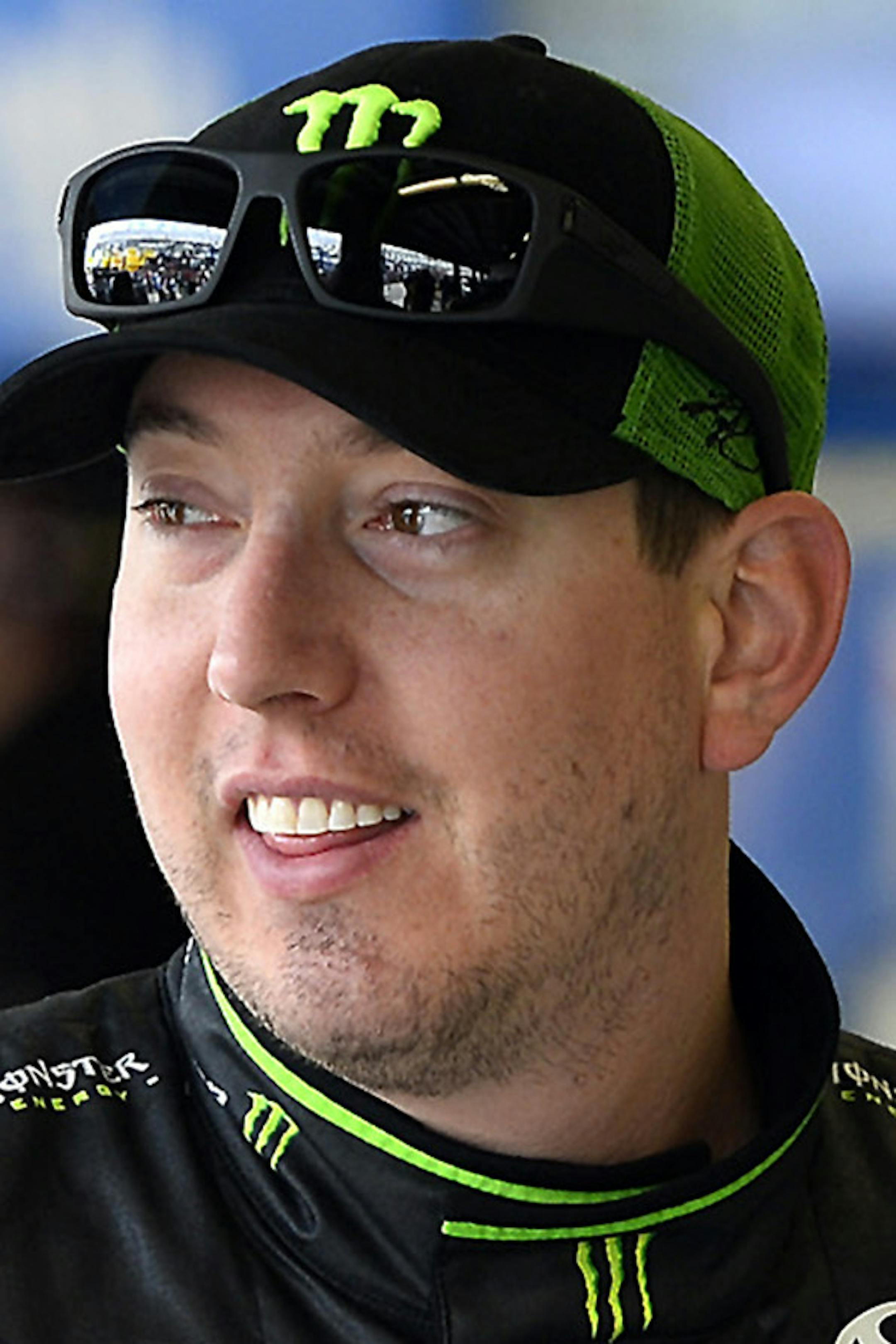 NASCAR Sprint Cup Series driver Kyle Busch relaxes in the garage following practice at Daytona International Speedway in Daytona Beach, Fla., on Saturday, Feb. 21, 2015. (Jeff Siner/Charlotte Observer/TNS)