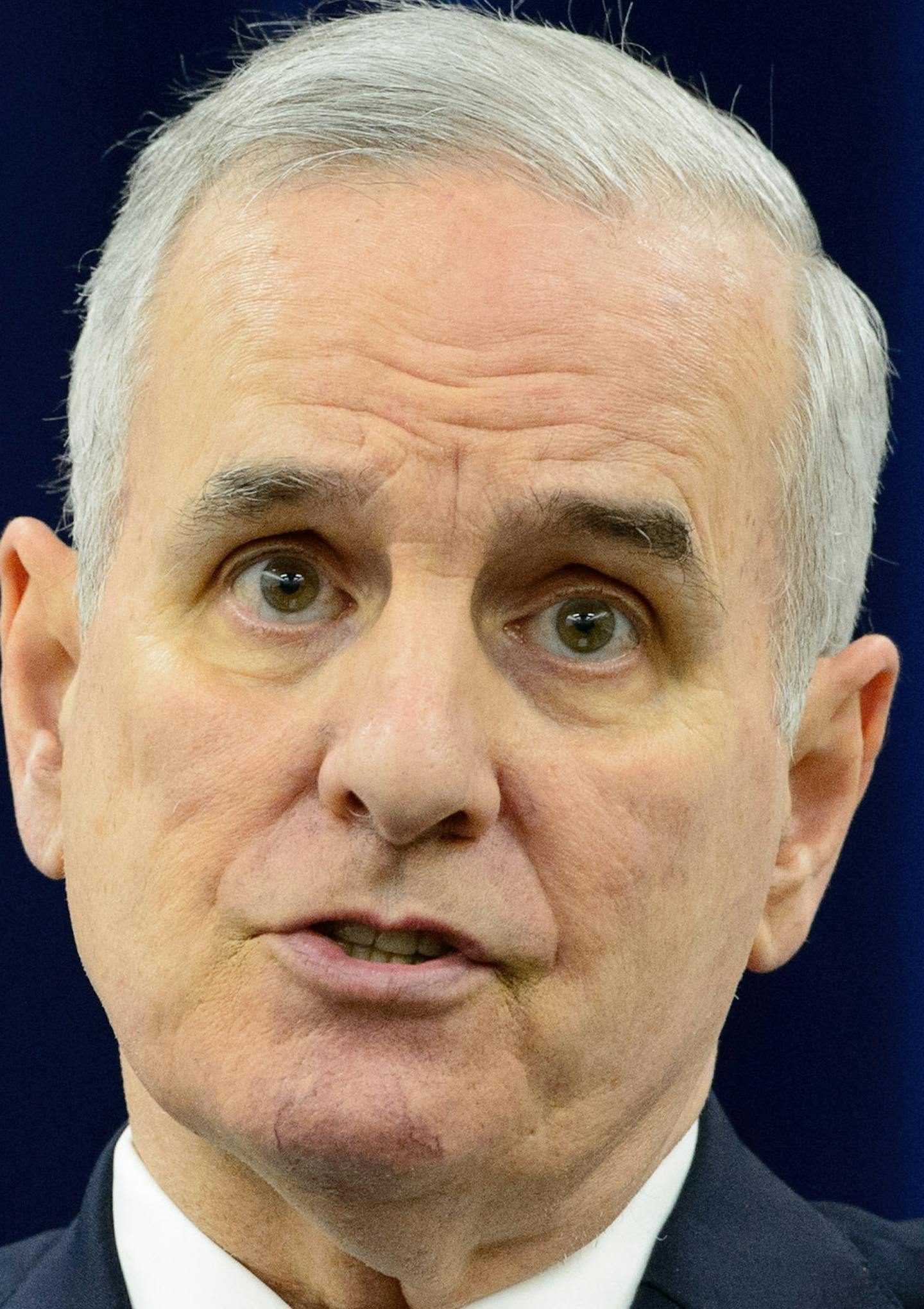 Gov. Mark Dayton, joined key DFL legislators to say that he would veto a budget bill if it includes several provisions he and DFL leaders see as undermining disclosure of special interest spending on elections. ] GLEN STUBBE * gstubbe@startribune.com Monday, May 4, 2015