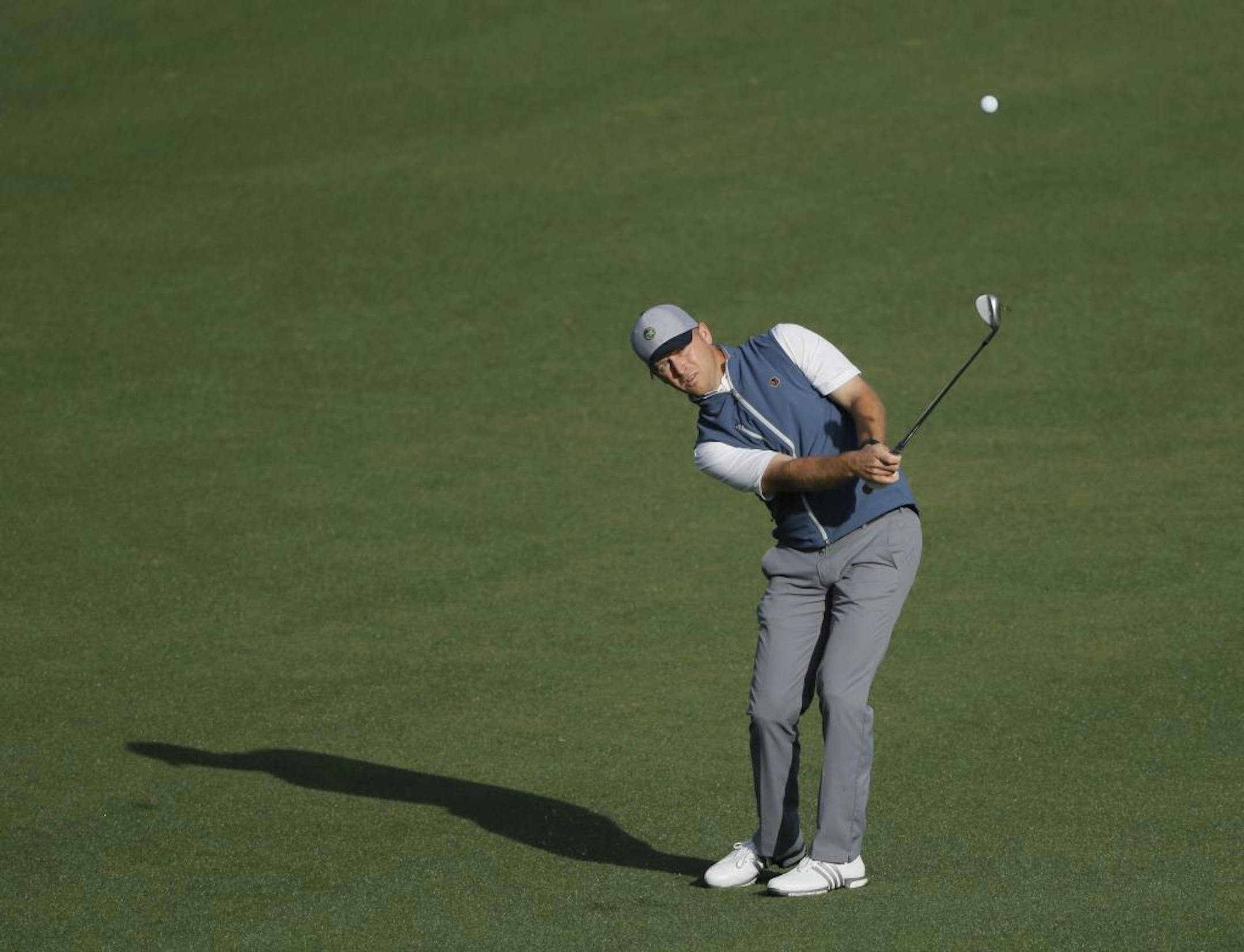 Amateur Sammy Schmitz tees off on the second hole during the second round of the Masters golf tournament Friday, April 8, 2016, in Augusta, Ga.