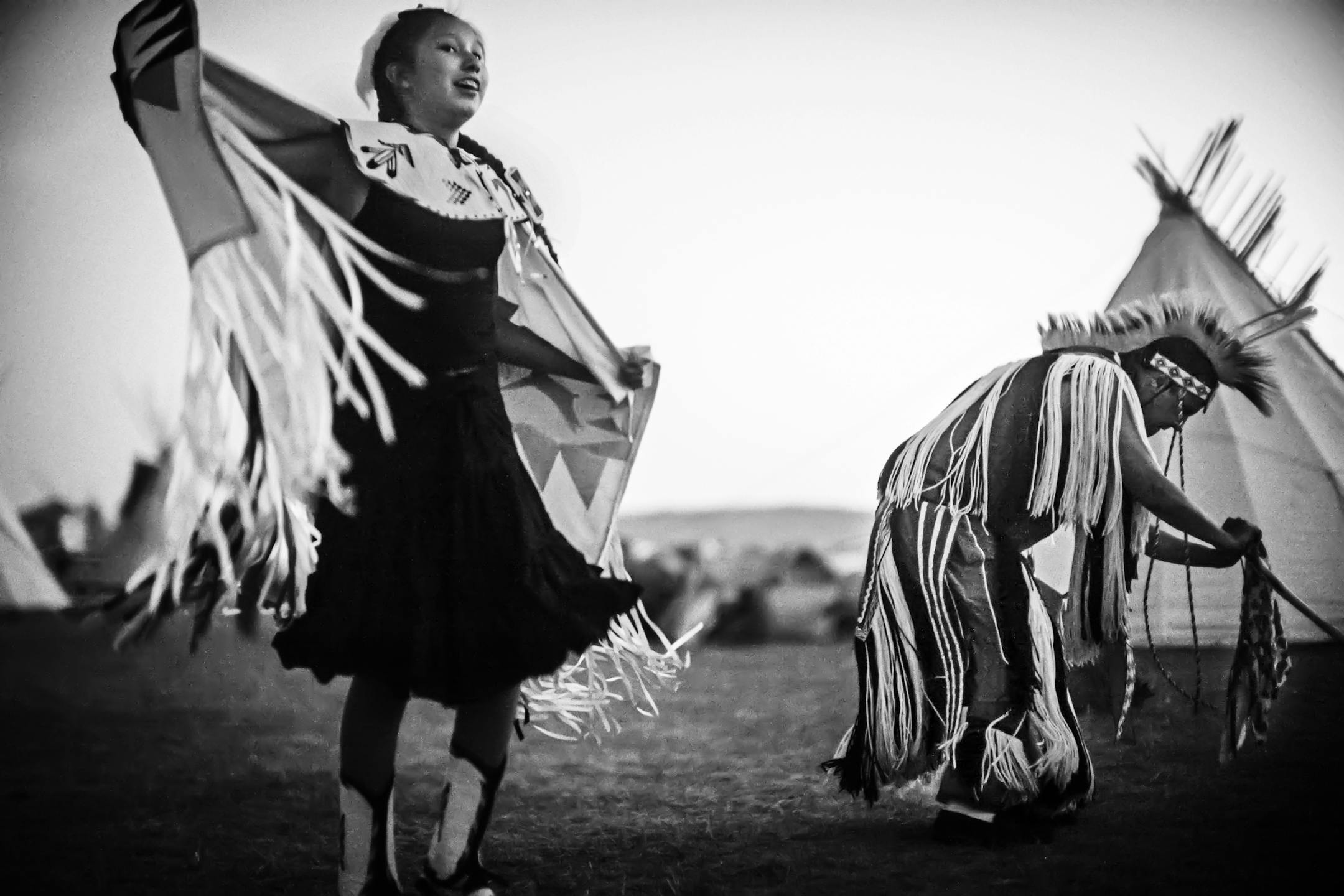 Rain Swan,13, is Crow/Lakota and dances to the drumming of Iron Bull, a group from the Standing Rock Reservation. I am "trying to save the kids who are coming into this world so they can have clean water," she said.