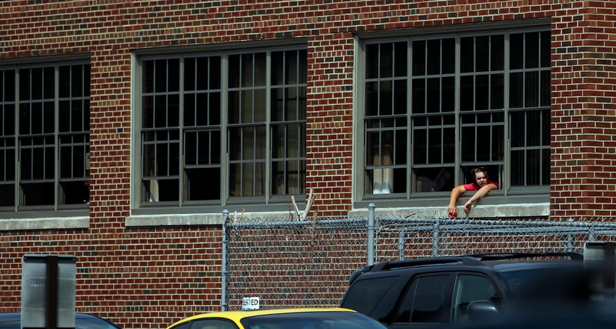 A student hung his head out a window at Patrick Henry High School.
