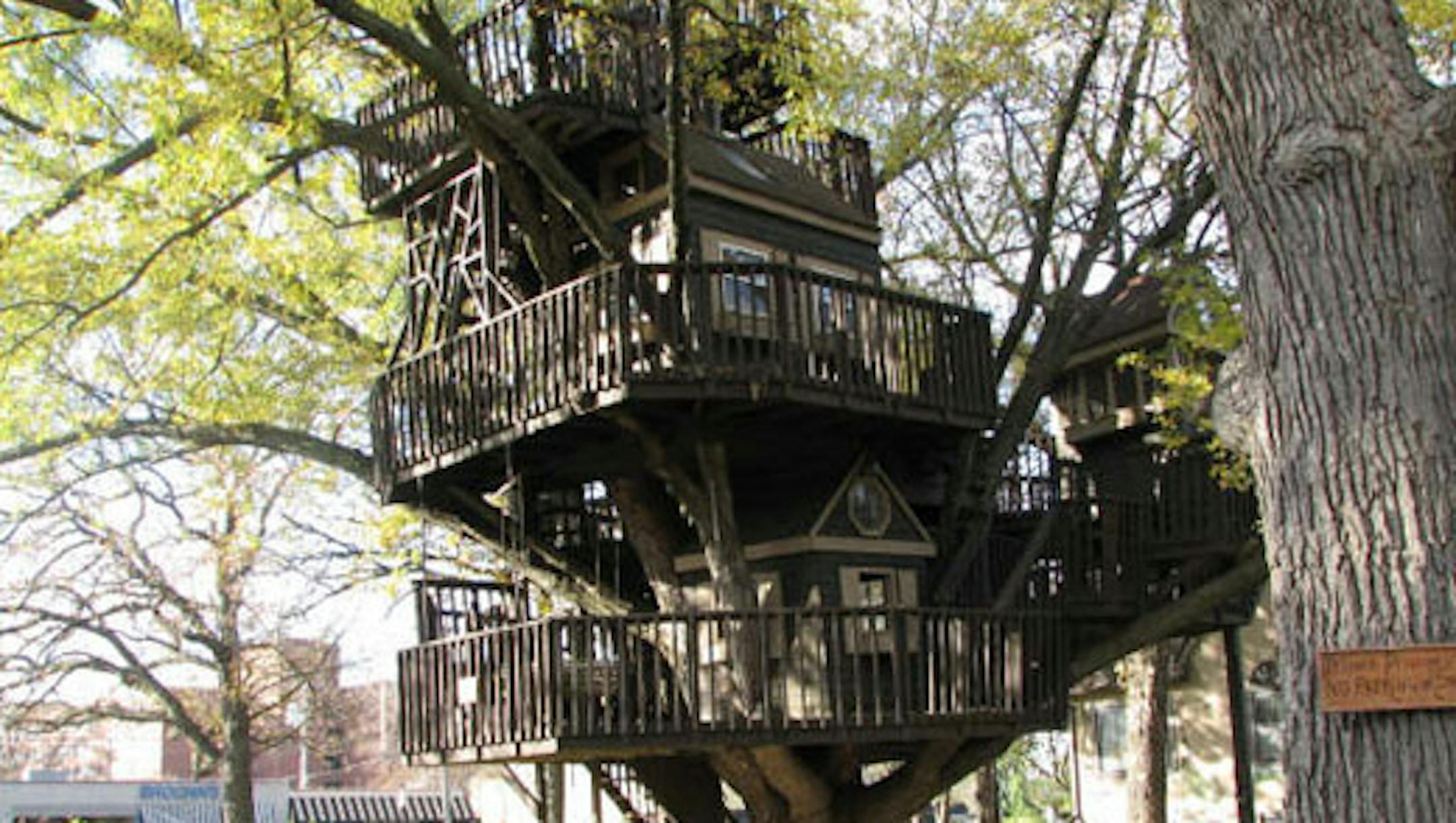 The seven-tiered treehouse has stood for almost 27 years.