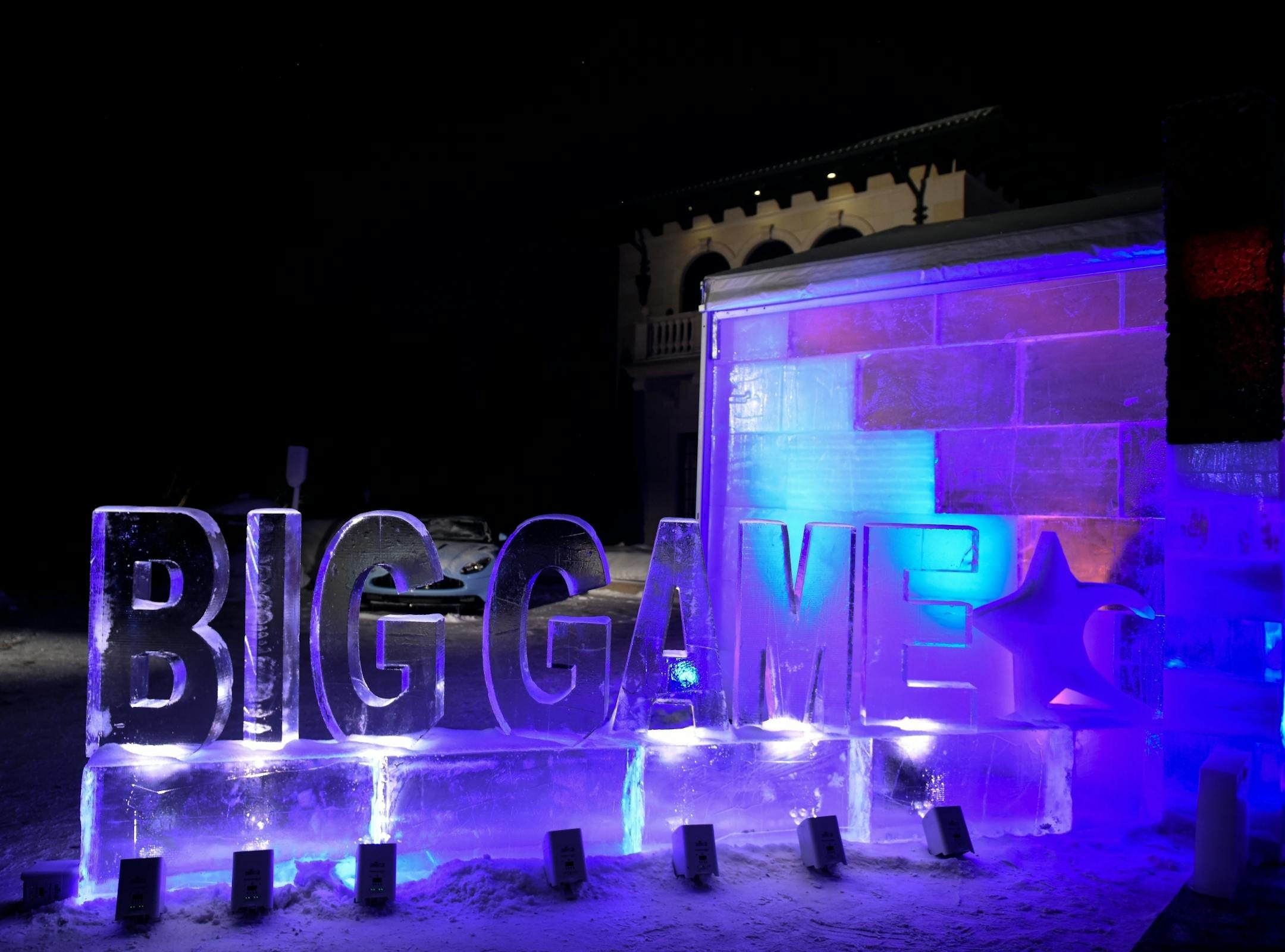 "Big Game Big Give" ice sculptures greeted party goers at the entrance of Saturday night's party.