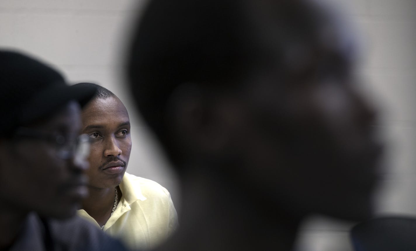 New student: Janvier Ndakorwa, above, a refugee from Congo, attended math class Thursday at Roseville&#x2019;s Fairview Community Center.