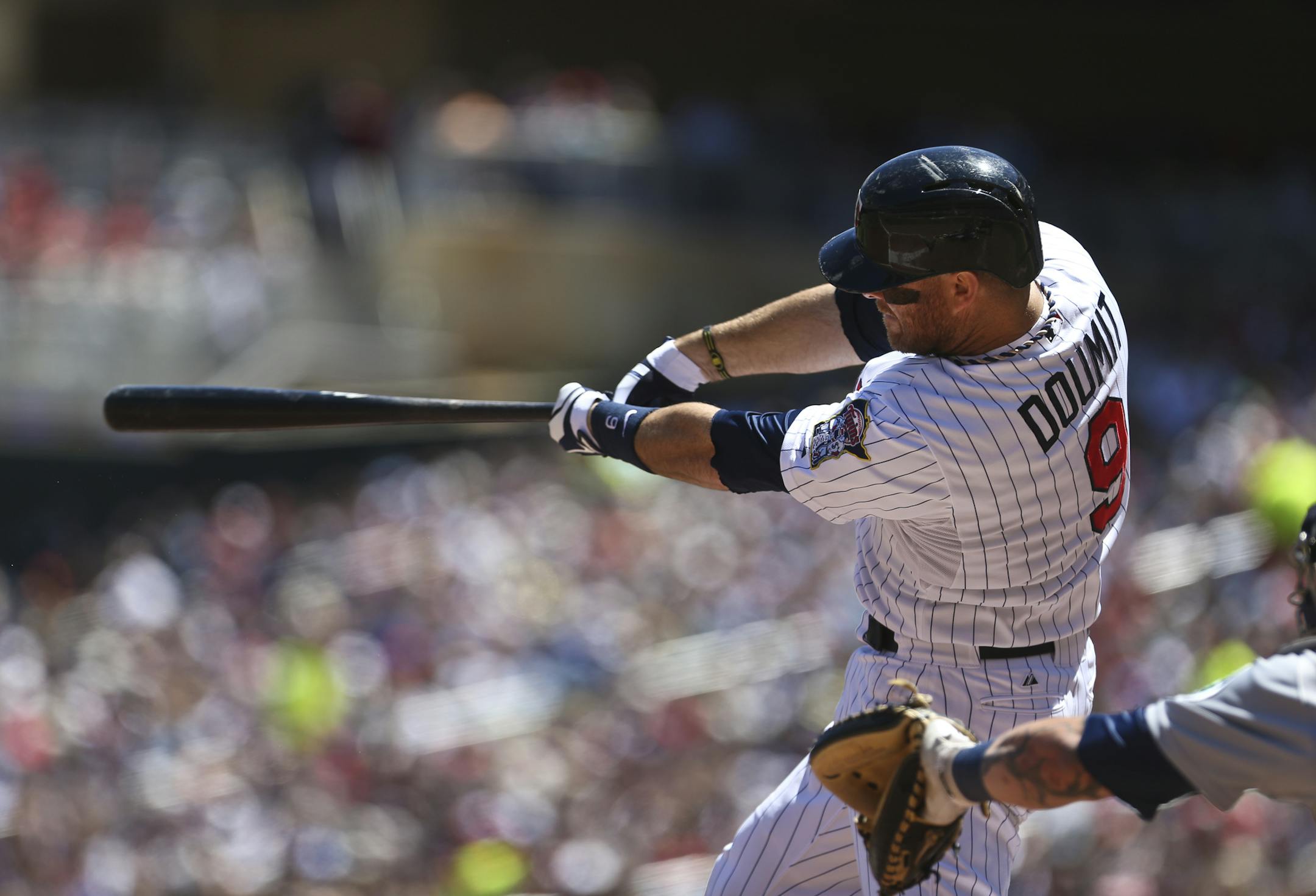 Ryan Doumit hit a lead-off Home Run in the second inning during a Twins verses Seattle home game at Target Field in Minneapolis, Minn., on Sunday June 2, 2013.] (RENEE JONES SCHNEIDER * reneejones@startribune.com)