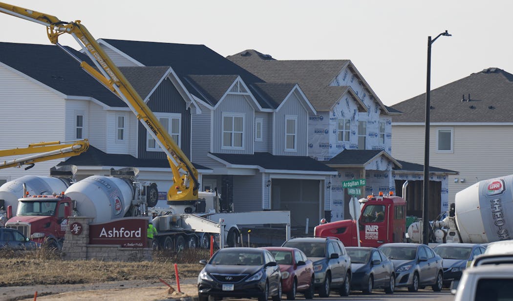 Housing under construction on 148th Street in Rosemount. So far this year, the city ranks fourth statewide in total number of housing permits and second in terms of total units, according to Housing First Minnesota.