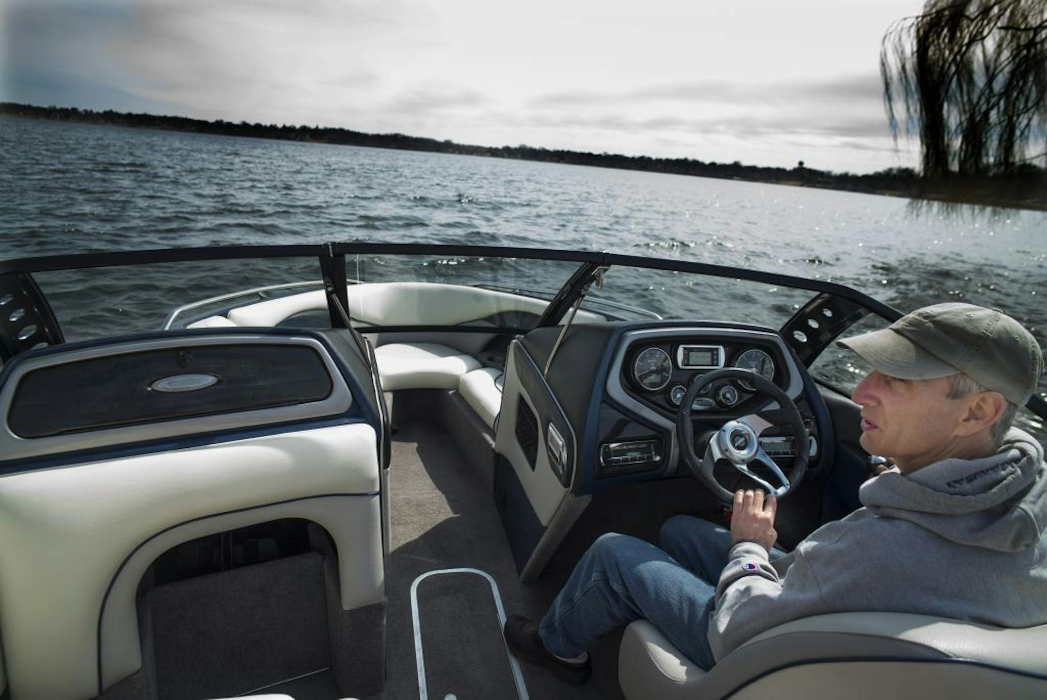 On Lake Minnetonka, Mike Bloom of Orono put out his Malibu wake boat so he could take it to his dock. Bloom is alway one of the first ones on the water because he puts in his own dock.