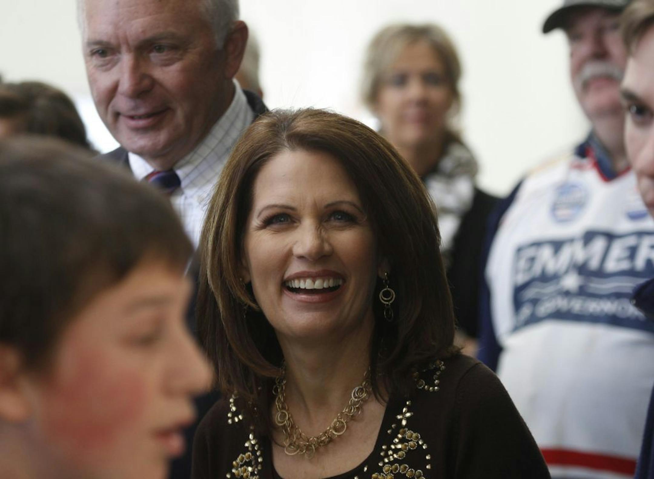 Candidates, John Kline and Michele Bachmann at the key Hanger Anoka Airport.