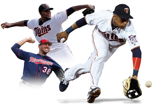 (From left) Reliever Blake Parker, starter Michael Pineda and shortstop Jorge Polanco all could play pivotal roles in the Twins' 2019 season.