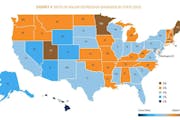 Wide geographic variation exists in the diagnosis of major depression among people in each state.