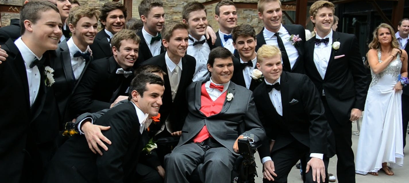 Jack Jablonski and classmates at a senior prom gathering at the Mill City Museum. ] DAVID BREWSTER/STAR TRIBUNE