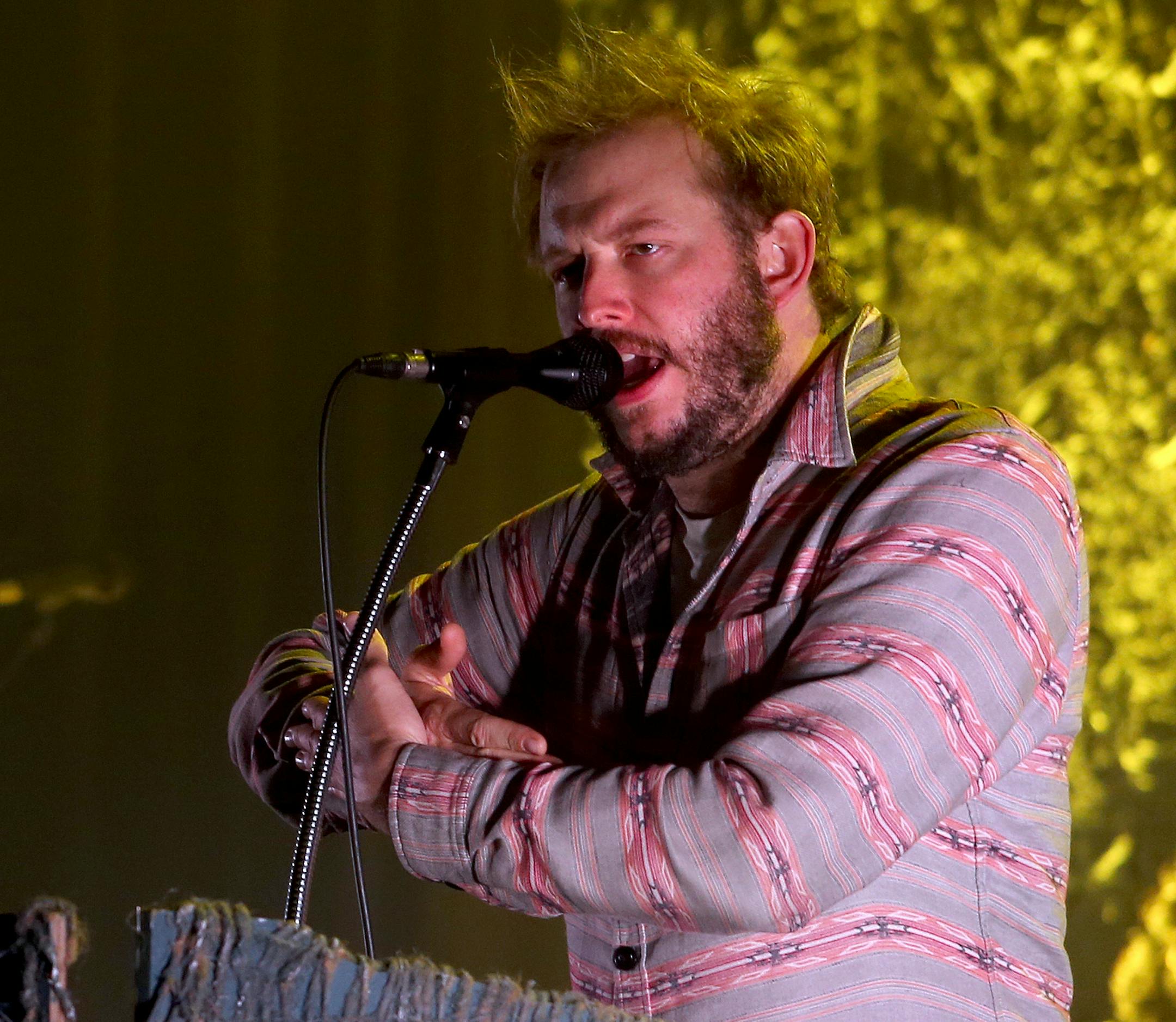 Justin Vernon of Volcano Choir at First Avenue in Minneapolis, MN on October 18, 2013. ] JOELKOYAMA‚Ä¢joel koyama@startribune Volcano Choir will go on about 10, Mark Mallman opening (good for file but not needed). Please focus on singer Justin Vernon (Bon Iver), but broader shots of whole band also would be good. Photo pass will be at will call under "Star Tribune photographer" (or possibly Riemenschneider), set up by band publicist Abe Morris. Drummer, Jon Mueller, Chris Rosena