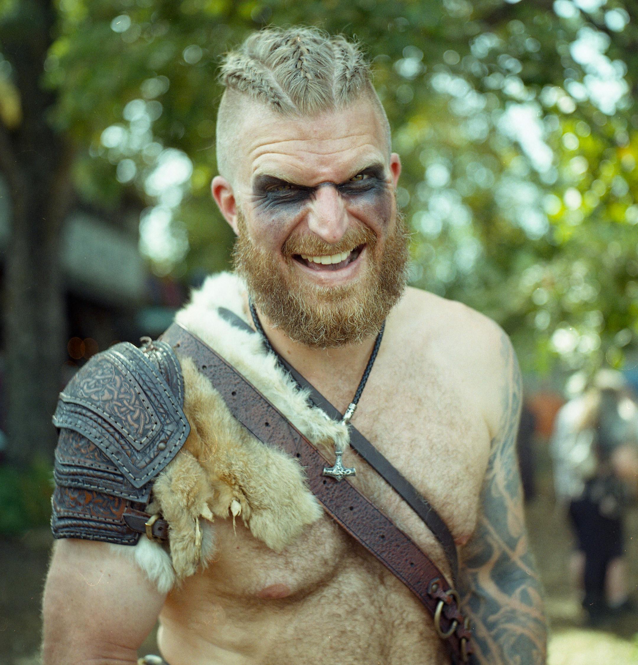 Andrew Mueller dressed as a viking. Andrew and his wife, Caitlin, celebrated their anniversary by traveling from Denver to the festival.