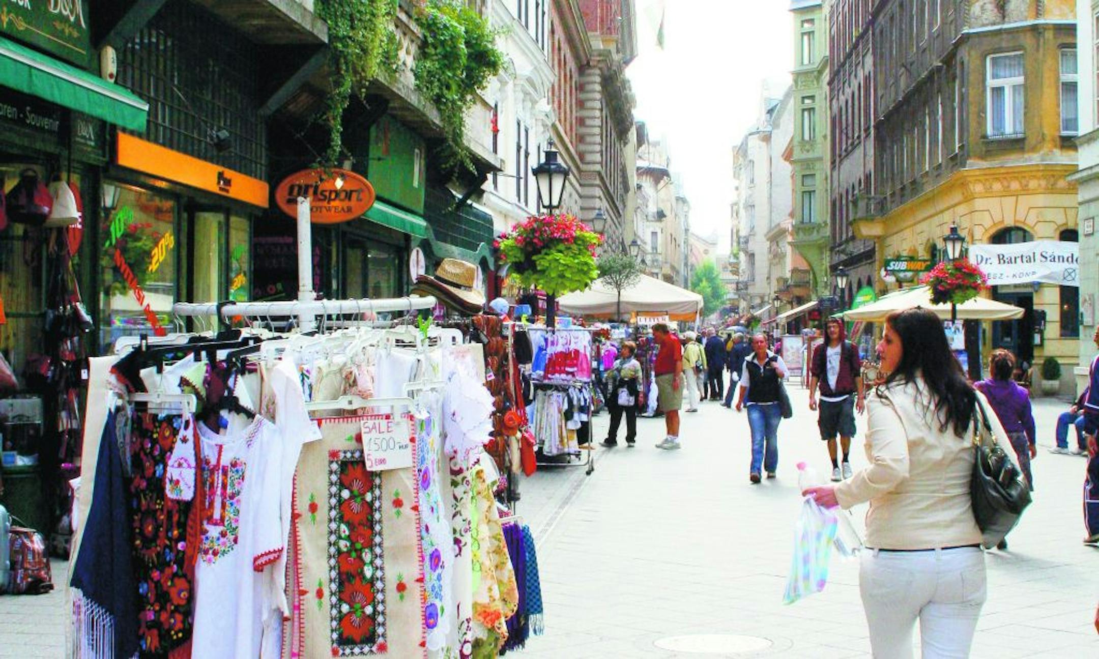 Shoppers can find locally made gifts, one-of-a-kind clothing and intricately beaded linens along the narrow streets of Budapest. The city is perfect for exploring by foot.