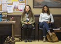 Katherine Langford, left, and Alisha Boe play frenemies in the Netflix series "13 Reasons Why." (Beth Dubber/Netflix) ORG XMIT: 1199790 ORG XMIT: MIN1