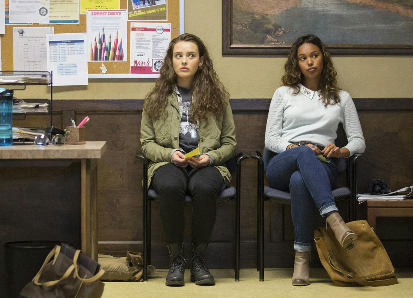 Katherine Langford, left, and Alisha Boe play frenemies in the Netflix series "13 Reasons Why." (Beth Dubber/Netflix) ORG XMIT: 1199790 ORG XMIT: MIN1703310005080178