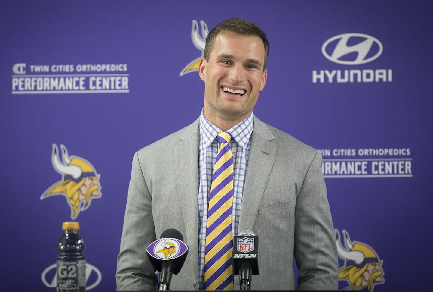 Kirk Cousins was officially introduced as a Vikings quarterback during a press conference at the Vikings TCO Performance Center.