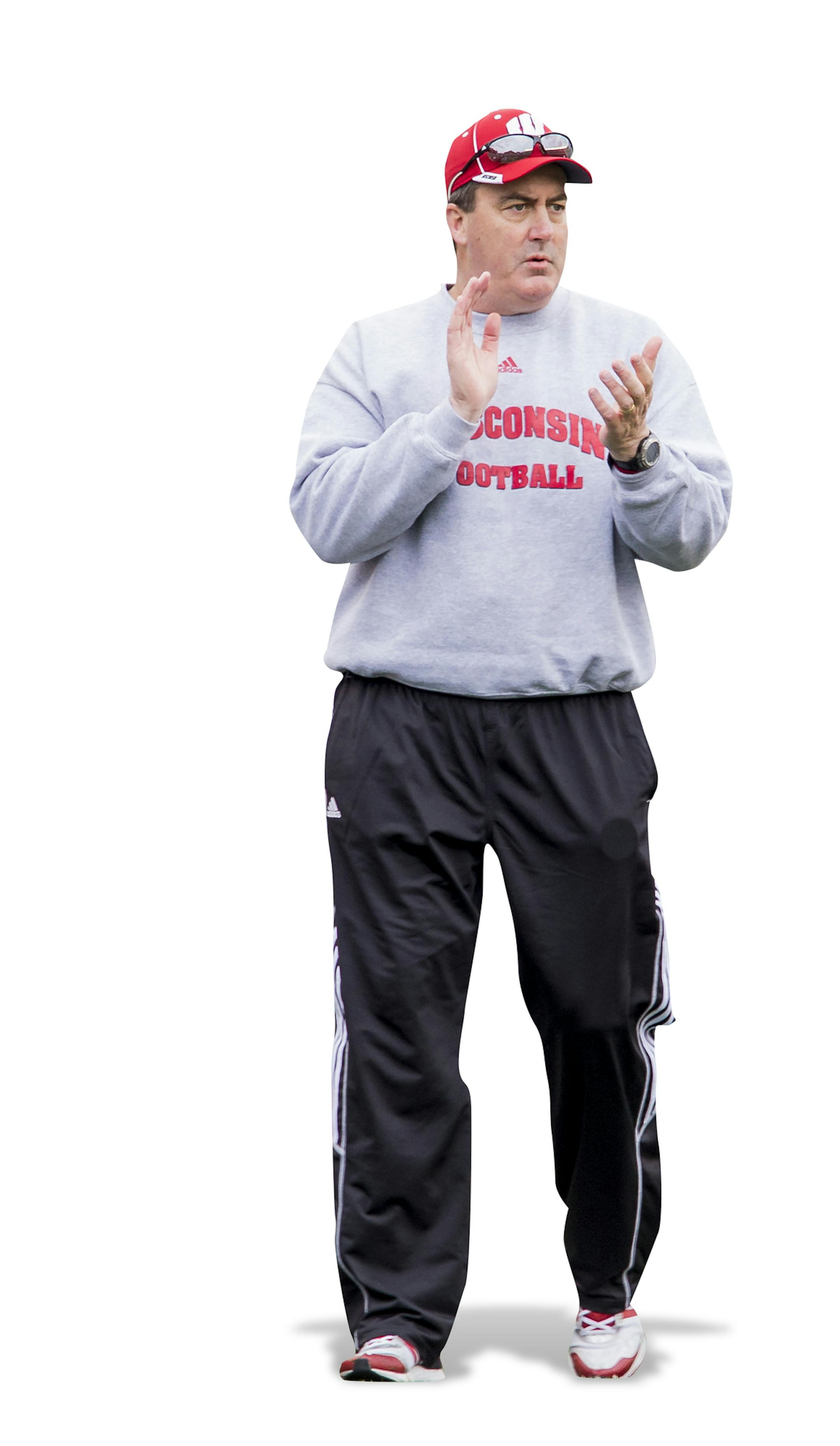 April 25th, 2015: Wisconsin Badgers head coach Paul Chryst in action as team Gasser defeats team Dukan (35-7) in the Wisconsin Badger annual spring game at Camp Randall Stadium in Madison, WI. (Icon Sportswire via AP Images) ORG XMIT: 247631